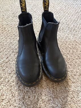 Dr. Martens Black Leather Chelsea Boots with Yellow Stitching